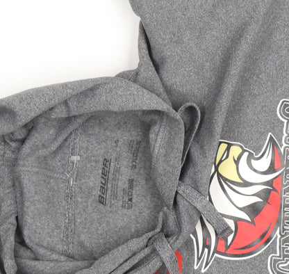Bauer Mens Grey Cotton Blend Pullover Hockey Hoodie Size L