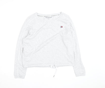 Tommy Hilfiger Women’s Grey Pullover Sweatshirt Size L Drawstring Hem
