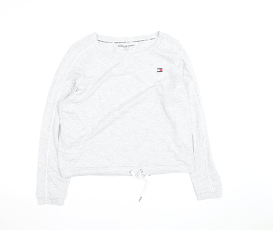 Tommy Hilfiger Women’s Grey Pullover Sweatshirt Size L Drawstring Hem