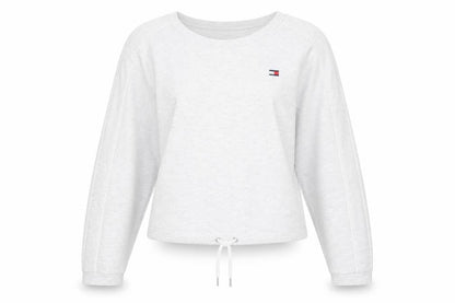 Tommy Hilfiger Women’s Grey Pullover Sweatshirt Size L Drawstring Hem
