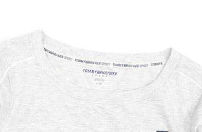Tommy Hilfiger Women’s Grey Pullover Sweatshirt Size L Drawstring Hem