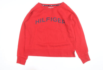 Tommy Hilfiger Men’s Red Logo Crew Neck Pullover Sweatshirt Size S
