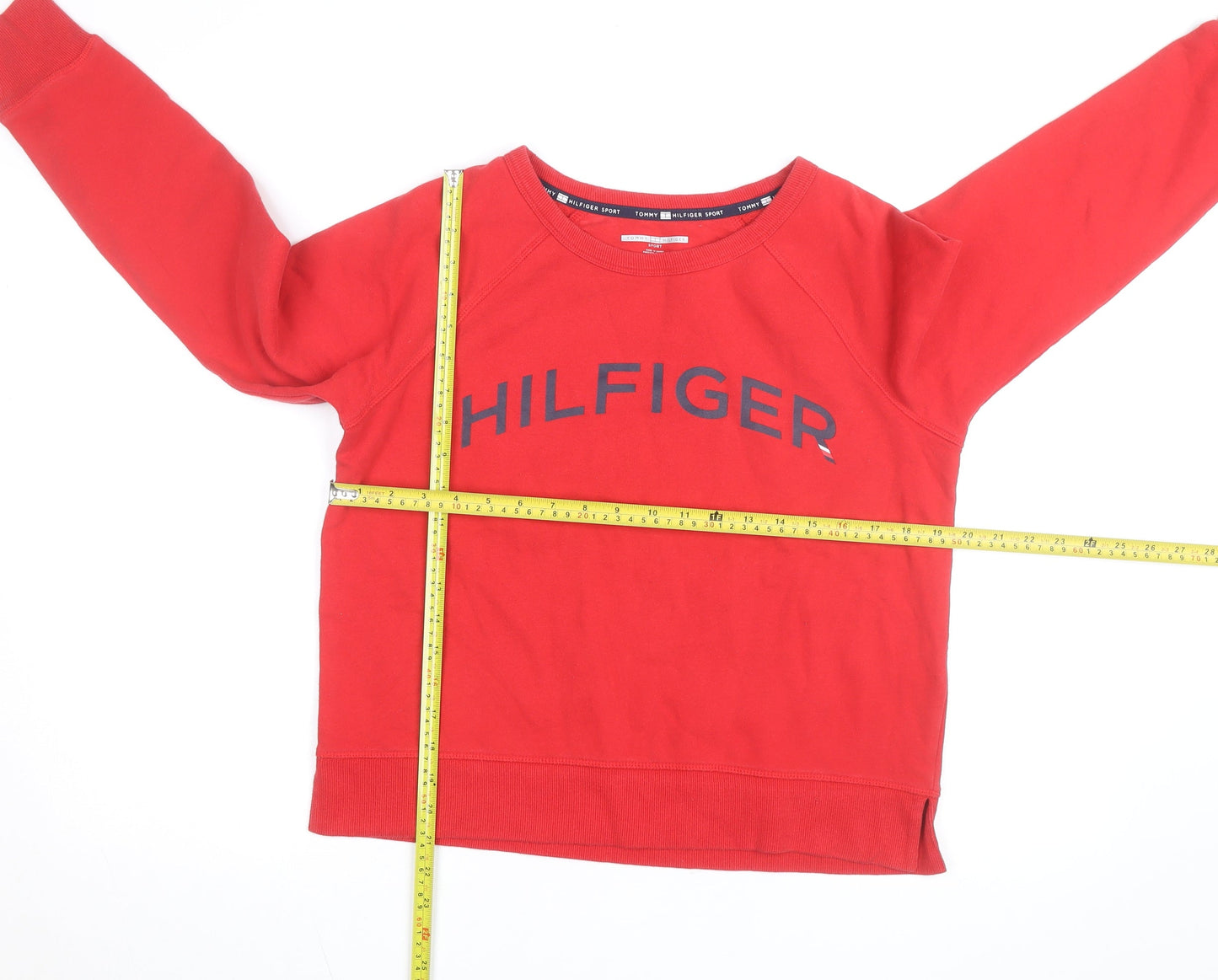 Tommy Hilfiger Men’s Red Logo Crew Neck Pullover Sweatshirt Size S