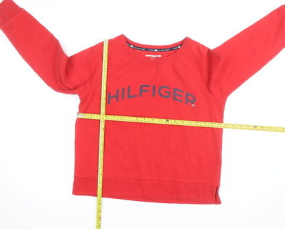 Tommy Hilfiger Men’s Red Logo Crew Neck Pullover Sweatshirt Size S