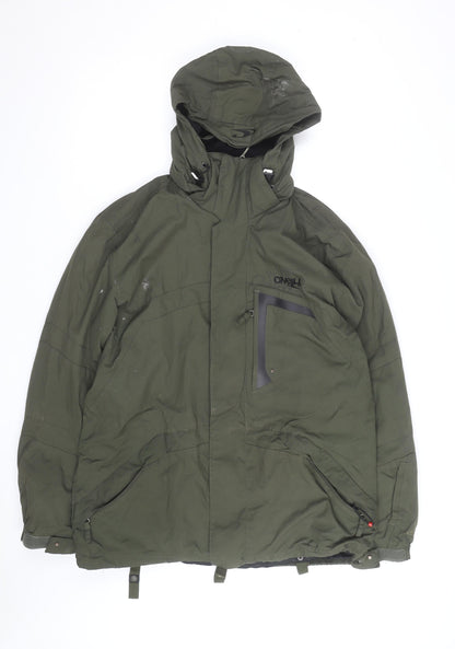O'Neill Men's Green Waterproof Parka Jacket Size L Hooded Outdoor