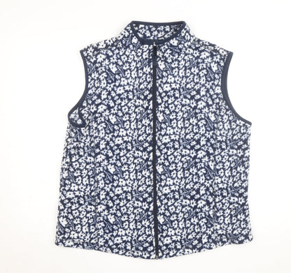 Cotton Traders Women's Blue Floral Fleece Zip Vest Size 20