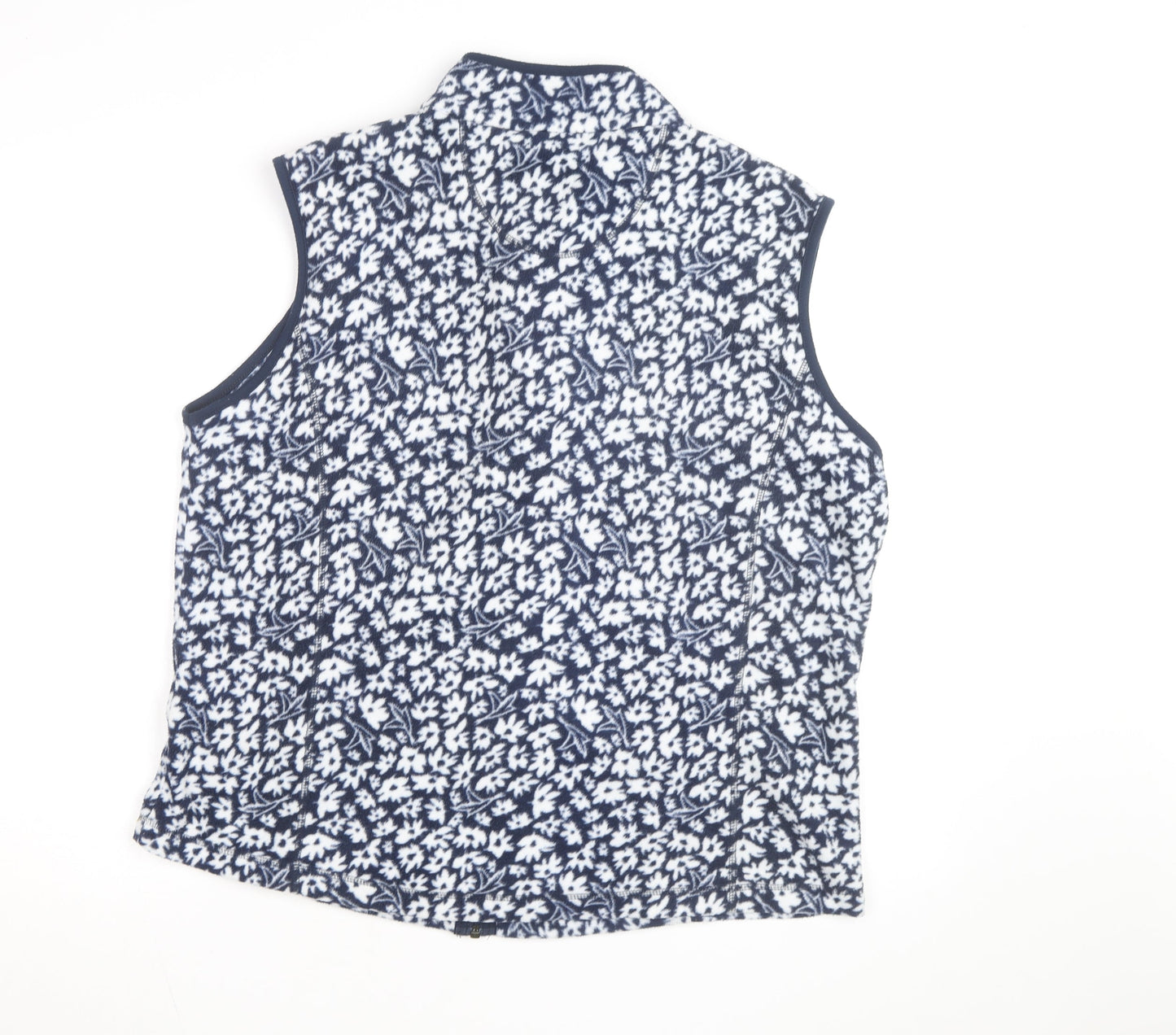 Cotton Traders Women's Blue Floral Fleece Zip Vest Size 20