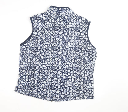 Cotton Traders Women's Blue Floral Fleece Zip Vest Size 20