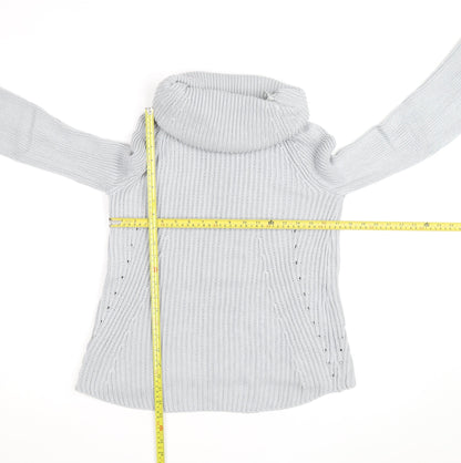 Brandy Melville Women Grey Roll Neck Long Sleeve Knit Jumper Size S