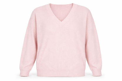 Marks & Spencer Men's Pink V-Neck Cotton Blend Jumper M