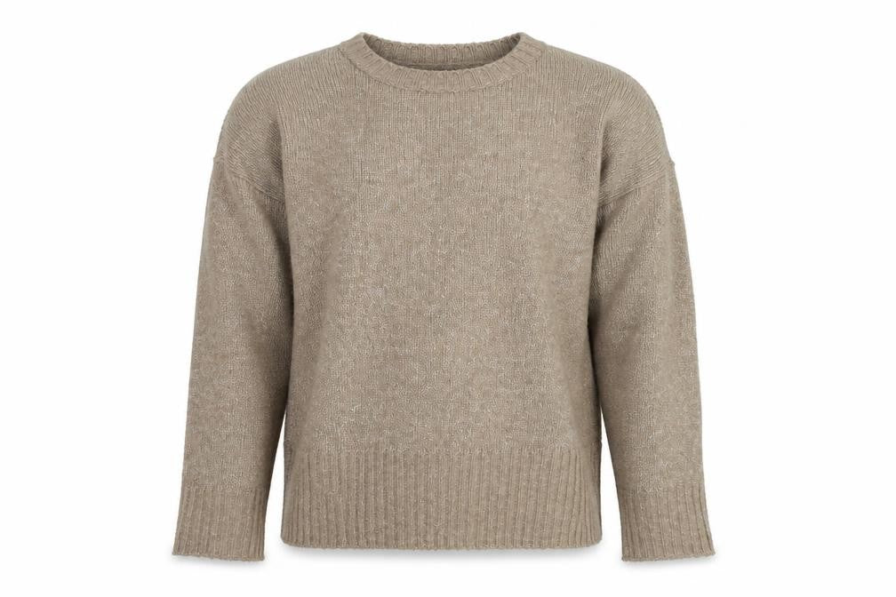 Pieces Beige Chunky-Knit Crew Neck XS Pullover Jumper
