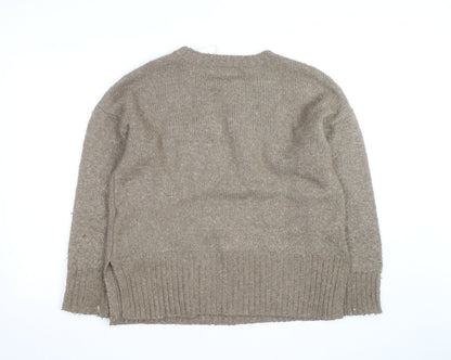 Pieces Beige Chunky-Knit Crew Neck XS Pullover Jumper