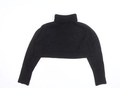 Zara Women’s Black Roll Neck Cropped Knit Jumper Size S