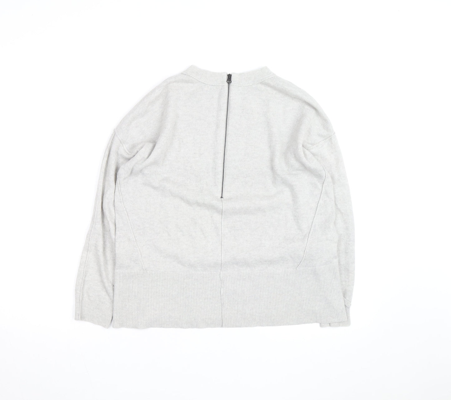Kin by John Lewis Women’s Grey Mock Neck Zip Back Wool Cotton Jumper S