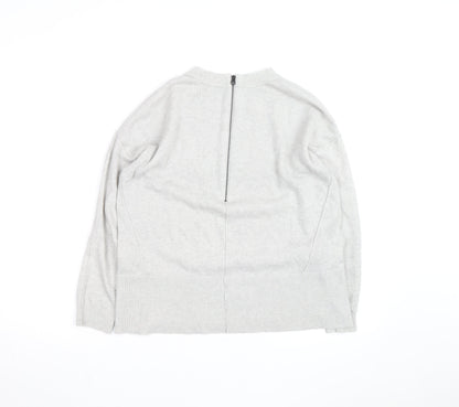 Kin by John Lewis Women’s Grey Mock Neck Zip Back Wool Cotton Jumper S