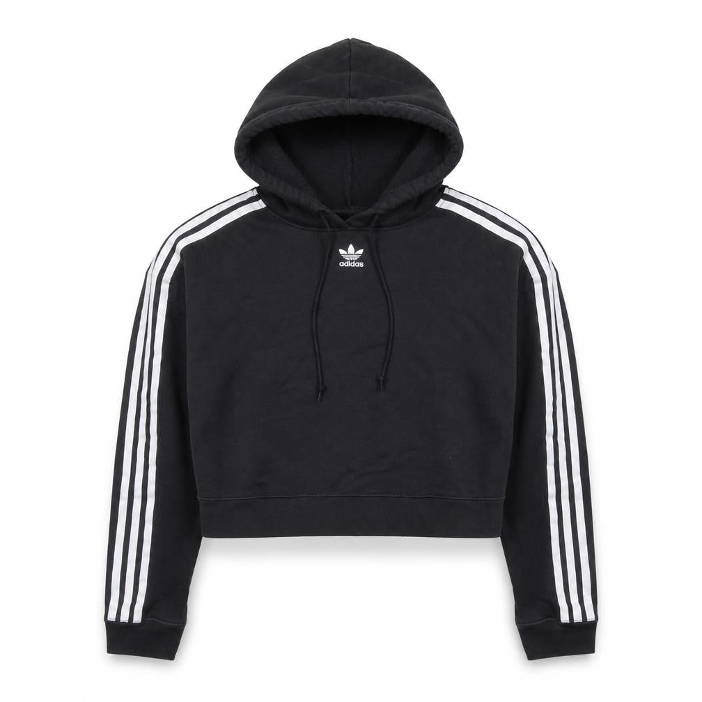 Adidas Womens Black Cropped Hoodie XS Hooded Sweatshirt