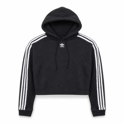 Adidas Womens Black Cropped Hoodie XS Hooded Sweatshirt