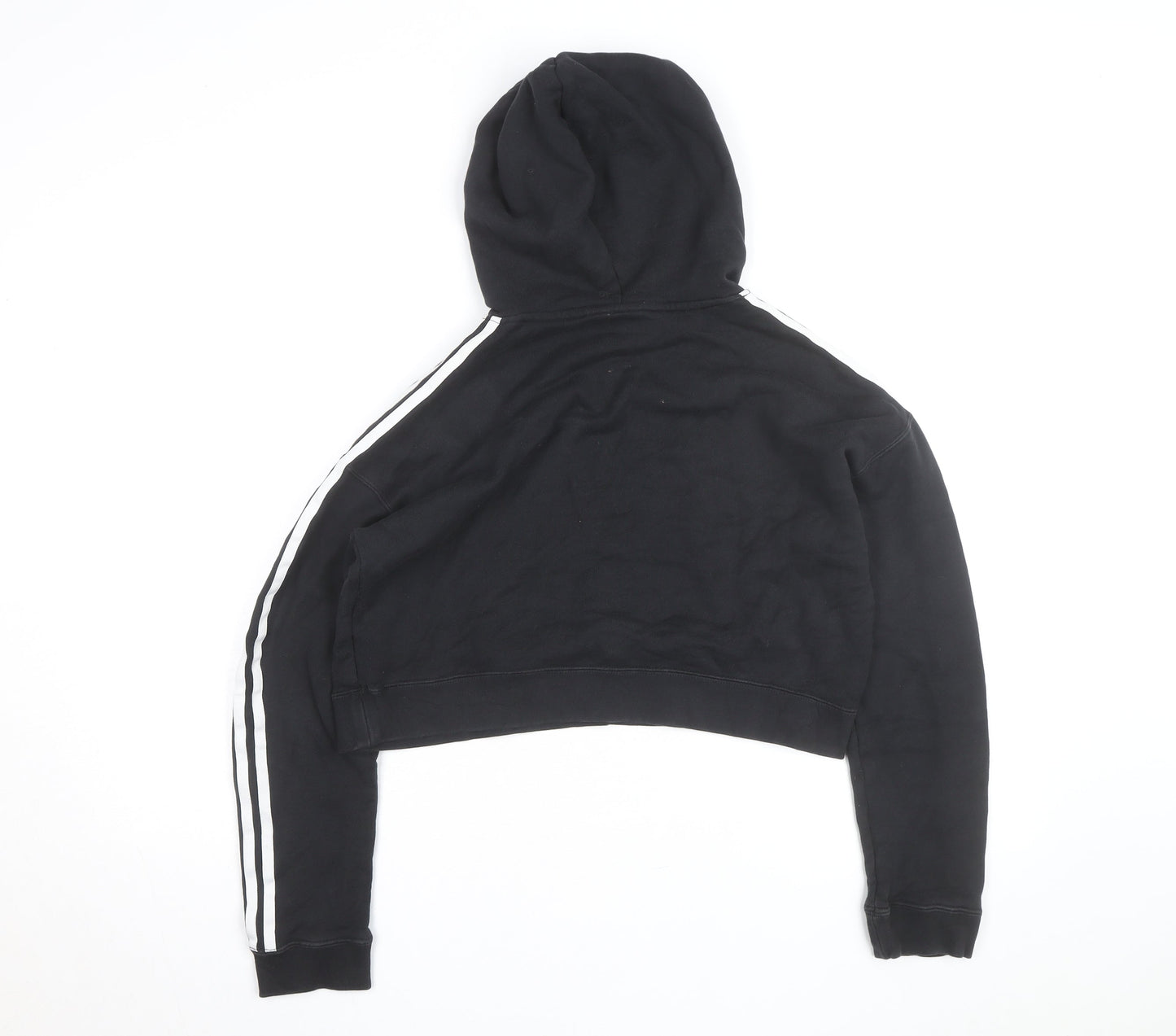 Adidas Womens Black Cropped Hoodie XS Hooded Sweatshirt
