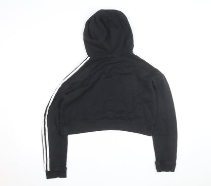 Adidas Womens Black Cropped Hoodie XS Hooded Sweatshirt