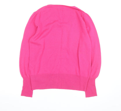 Pure Collection Women's Pink Cashmere Scoop Neck Jumper Size 12