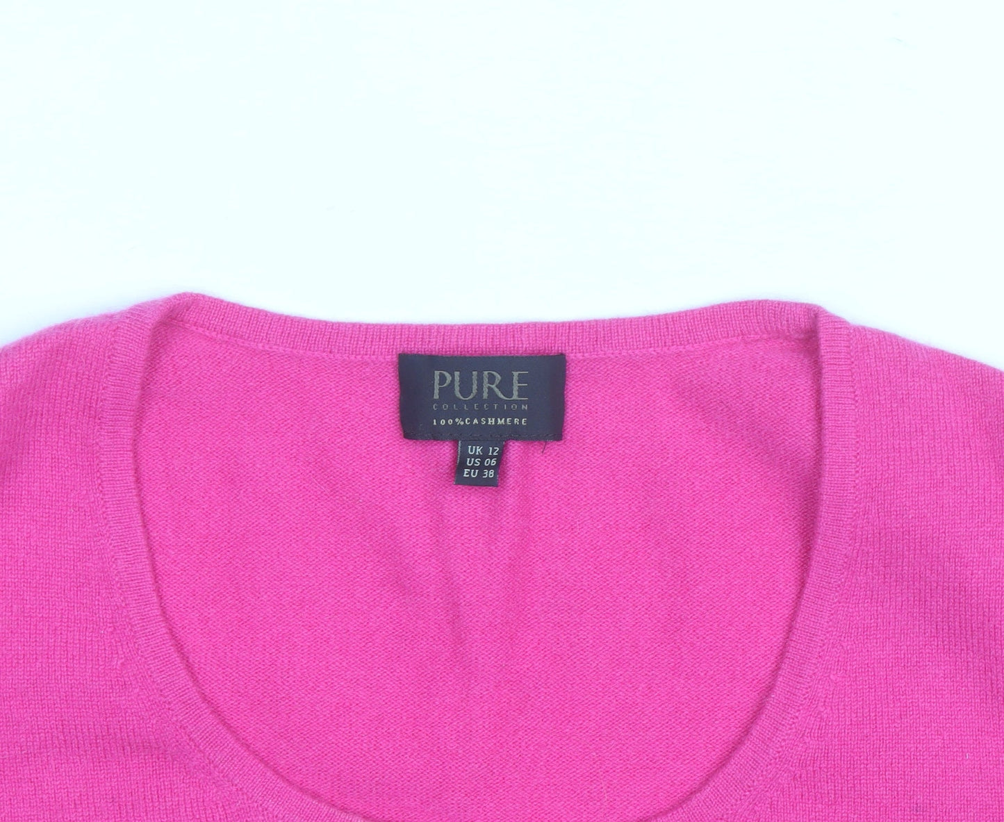 Pure Collection Women's Pink Cashmere Scoop Neck Jumper Size 12