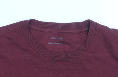 Calvin Klein Men's Red Logo Crew Neck Sweatshirt Size M