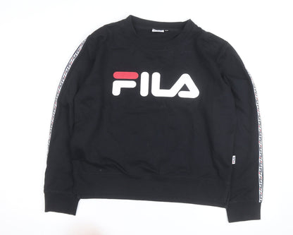 FILA Mens Black L Crew Neck Logo Pullover Sweatshirt