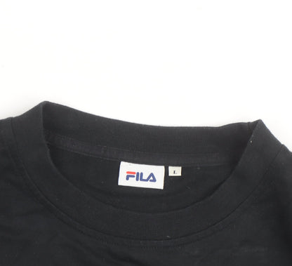 FILA Mens Black L Crew Neck Logo Pullover Sweatshirt