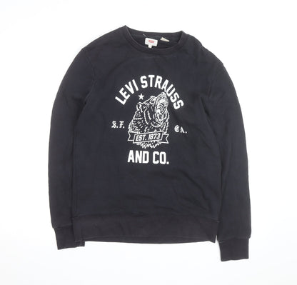 Levi's Men's Black Graphic Crew Neck Cotton Sweatshirt M