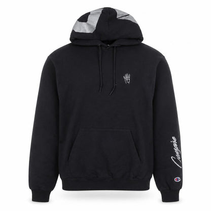 Champion Men's Black Pullover Hoodie Small Graphic Print Fleece