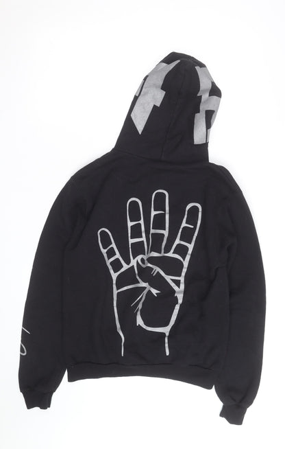 Champion Men's Black Pullover Hoodie Small Graphic Print Fleece