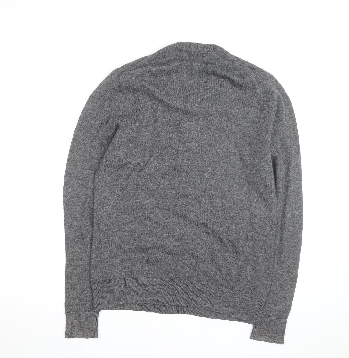 Howick Mens Grey Wool V-Neck Jumper Size M Lambswool Knitwear