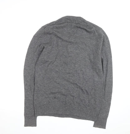 Howick Mens Grey Wool V-Neck Jumper Size M Lambswool Knitwear