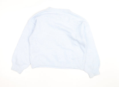 Wild Flower Women's Blue Beaded Bow Knit Pullover Jumper S/M