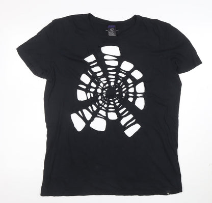 American Eagle Men's Black Classic Fit Spider Cut-Out T-Shirt M