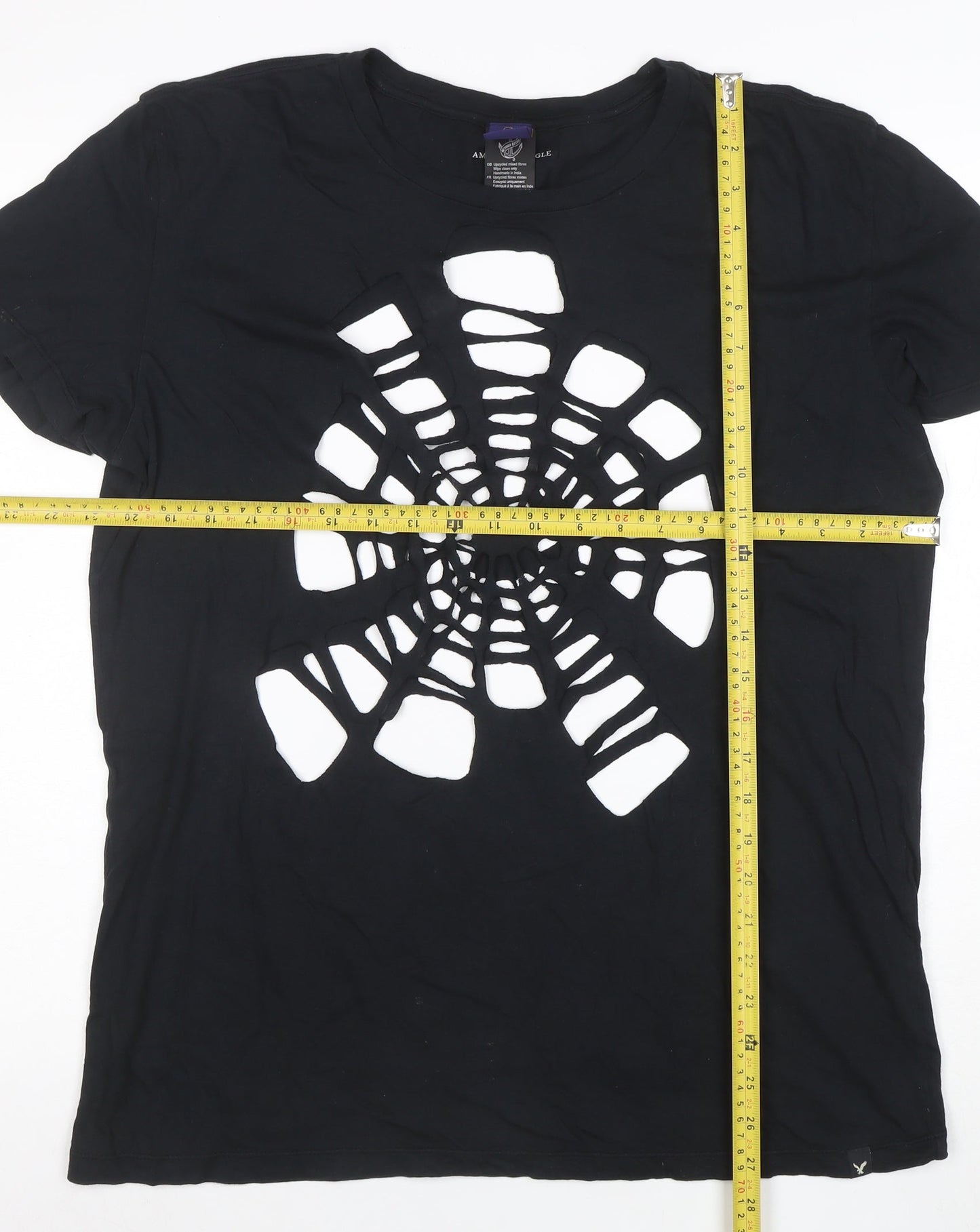 American Eagle Men's Black Classic Fit Spider Cut-Out T-Shirt M