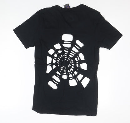 Jockey Men Black Slim V-Neck Cut-Out Gothic Cotton T-Shirt S