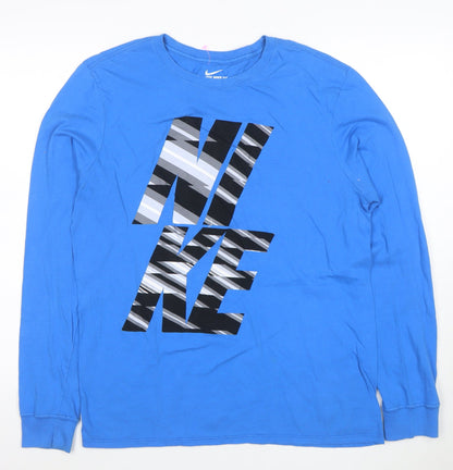 Nike Men's Blue Long Sleeve Graphic Athletic T-Shirt Size M