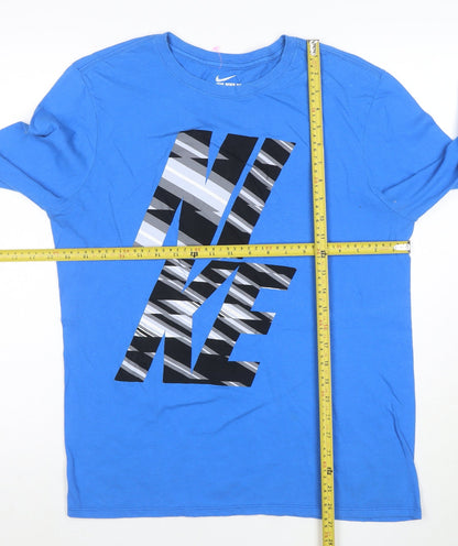 Nike Men's Blue Long Sleeve Graphic Athletic T-Shirt Size M