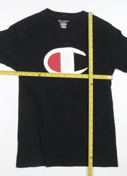 Champion Men's Black Long Sleeve Crew Neck Graphic T-Shirt Size S