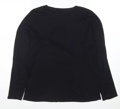 John Lewis Women’s Black Long Sleeve Cotton Stretch T-Shirt Size 14