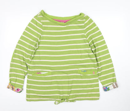 Joules Women's Green Striped Cotton Boat Neck Tunic Top XS