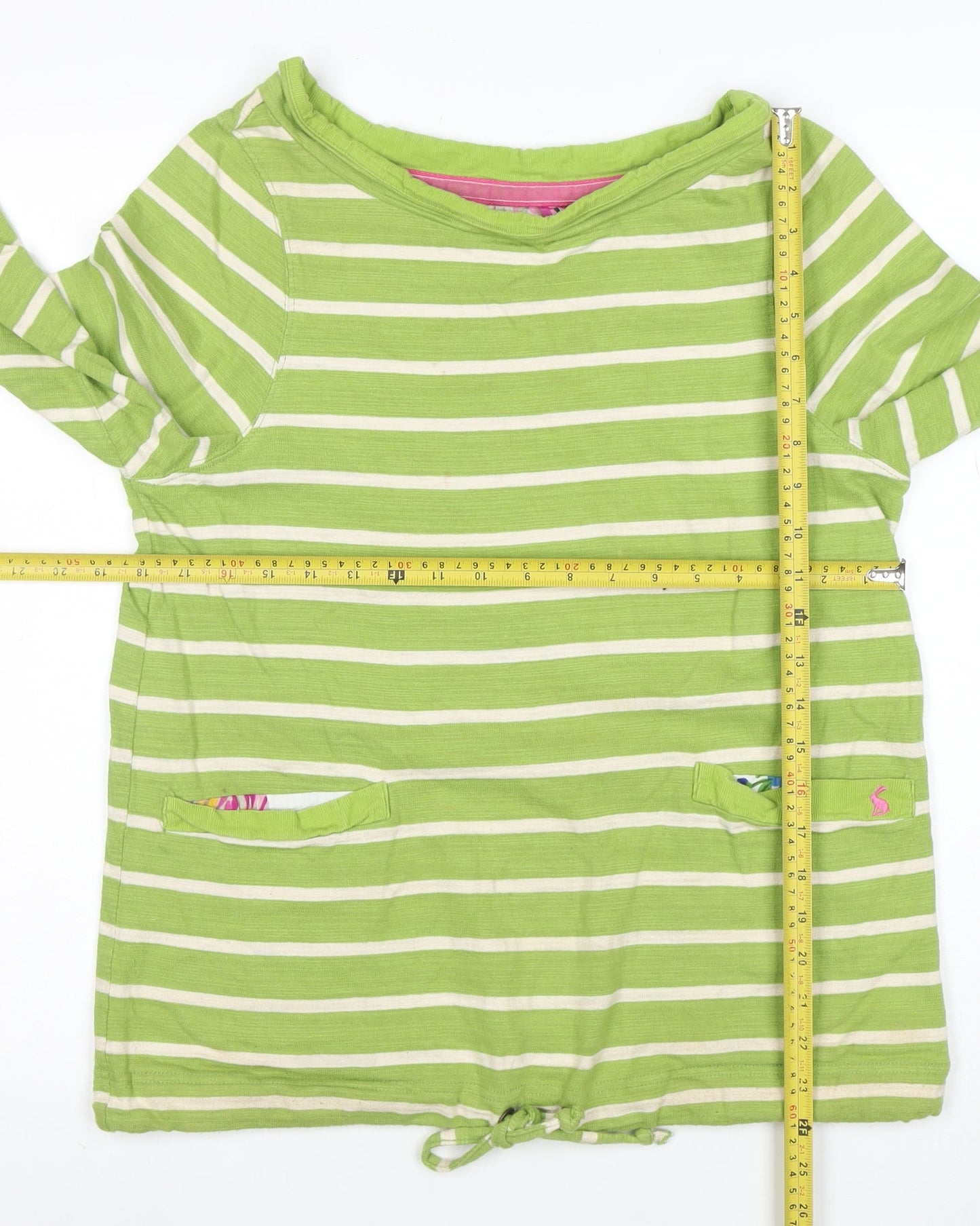 Joules Women's Green Striped Cotton Boat Neck Tunic Top XS