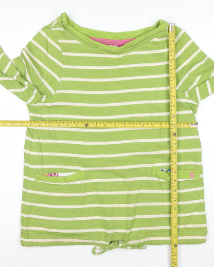 Joules Women's Green Striped Cotton Boat Neck Tunic Top XS