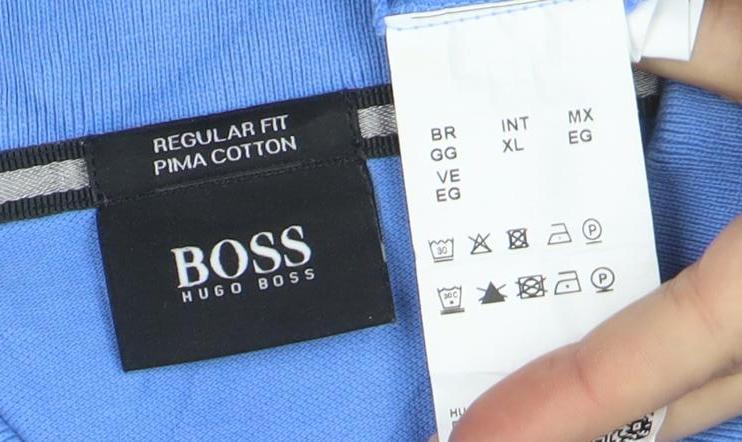 Hugo Boss Mens Blue XL Regular Fit Pima Cotton Polo Shirt