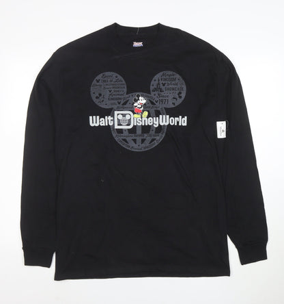 Hanes Disney Parks Men's Black Long Sleeve Walt Disney World T-Shirt L