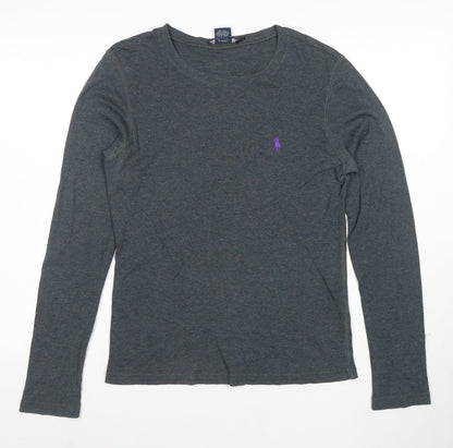 Ralph Lauren Sport Women Grey Long Sleeve Cotton T-Shirt Size L