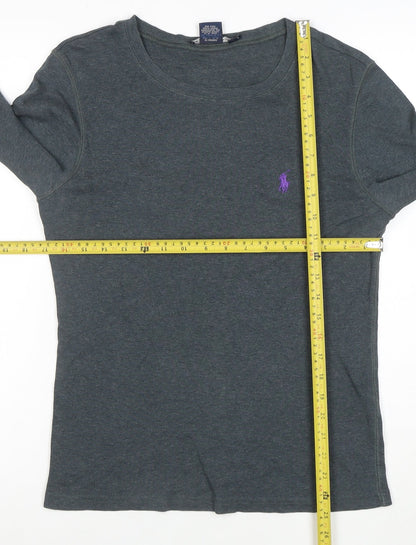 Ralph Lauren Sport Women Grey Long Sleeve Cotton T-Shirt Size L