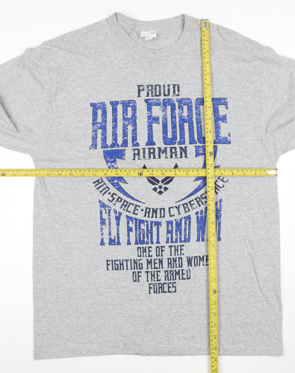Soffe Men's Grey Air Force Long Sleeve Graphic T-Shirt Size L