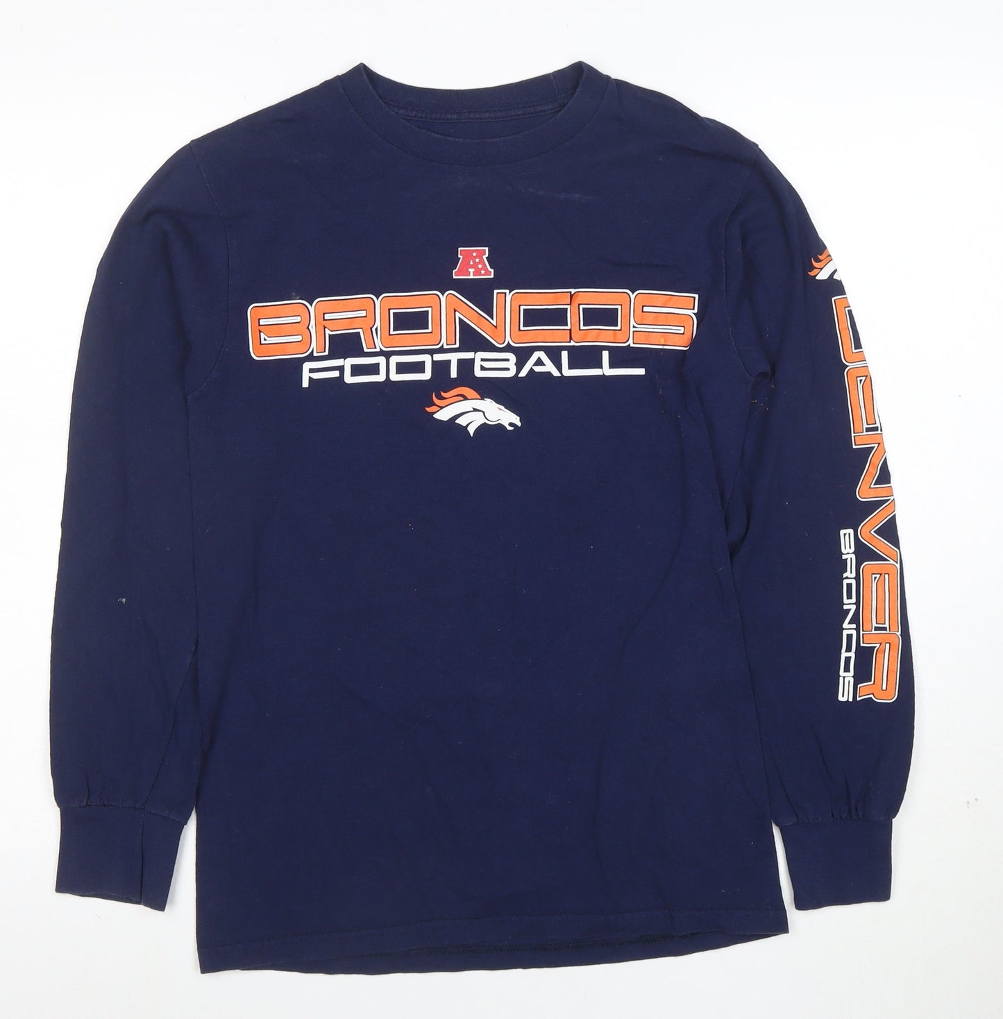 NFL Team Apparel Men's Navy Denver Broncos Long Sleeve T-Shirt Size S